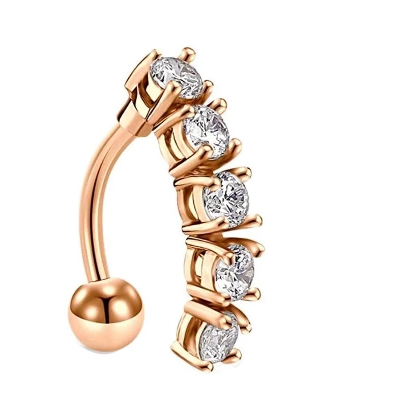 Bauchnabel Fünf Kristalle Silber & Rosé - Velvet Vista