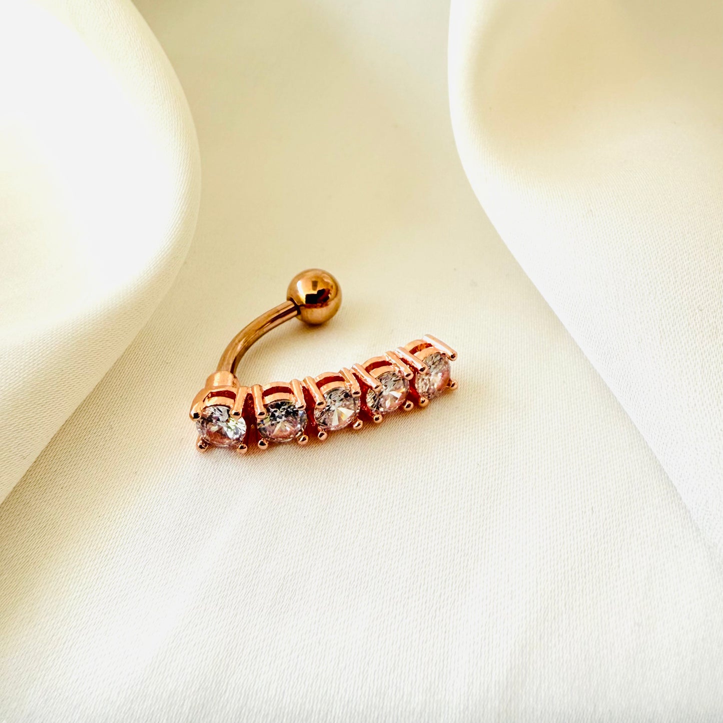 Bauchnabel Fünf Kristalle Silber & Rosé - Velvet Vista
